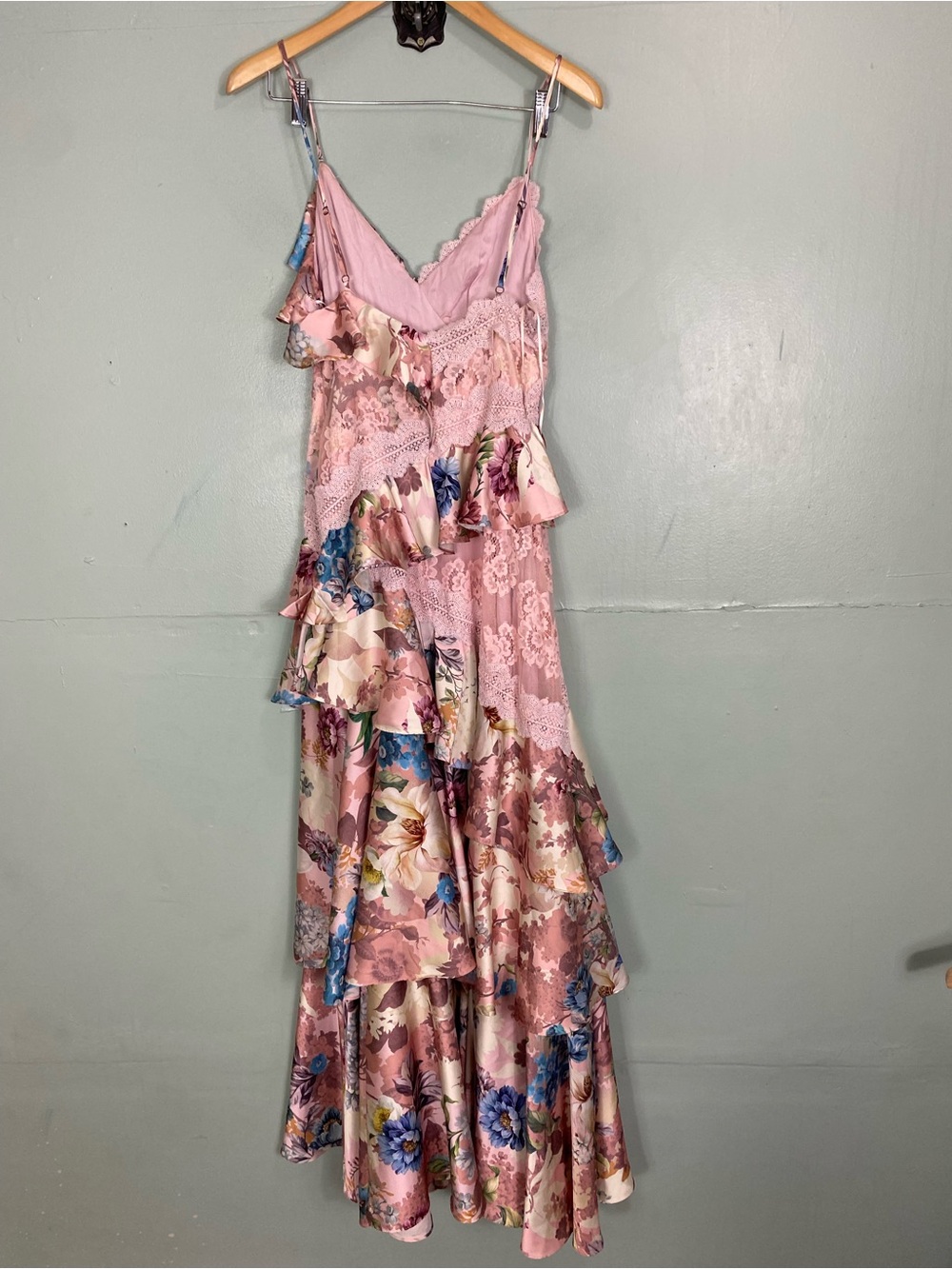 Anthropologie BHLDN‎ Elora Sleeveless V Neck Ruffle Lace Midi Dress Floral Sz 8 - Picture 6 of 8
